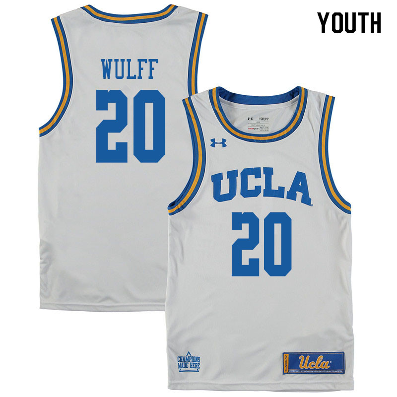 Youth #20 Isaac Wulff UCLA Bruins College Basketball Jerseys Sale-White - Click Image to Close
